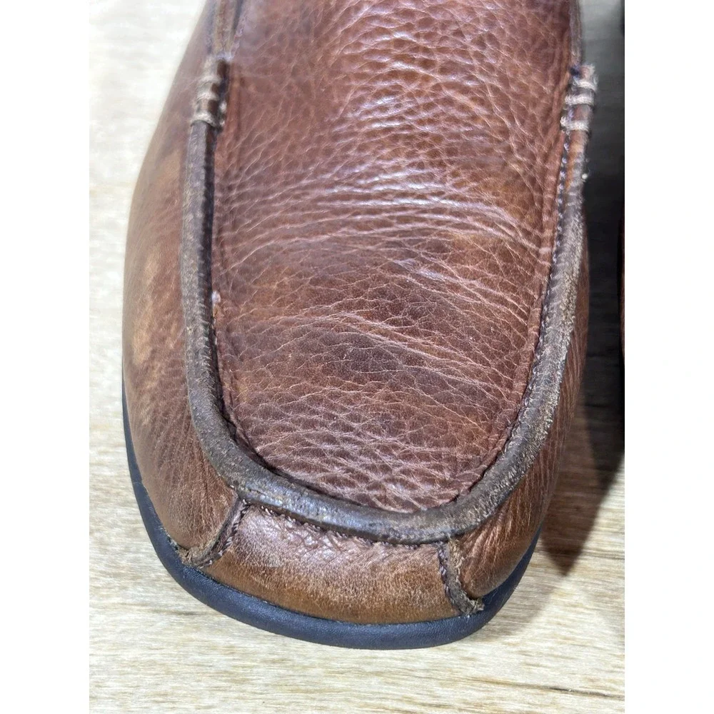 MERRELL Men's Rally Moc 9.5 Dark Earth Leather Driving Loafers Slip On J38507